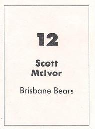 1990 Select AFL Stickers #12 Scott McIvor Back